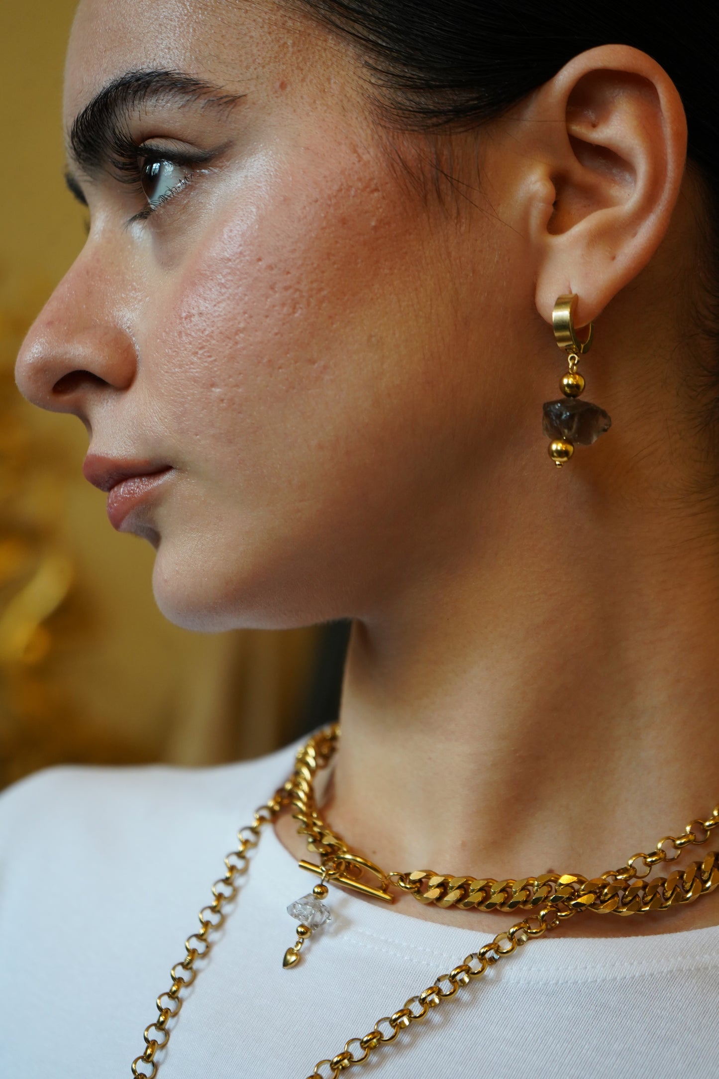 Smokey Quartz Huggies