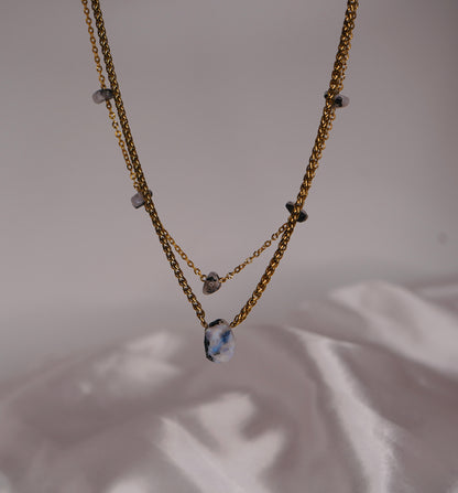 Lunar Veil – Double Layer Moonstone Necklace