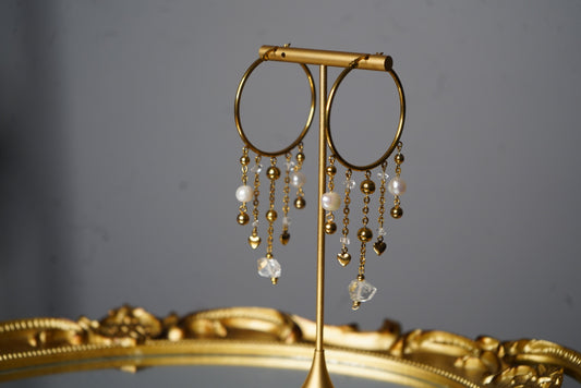 Bellara Herkimer & Pearl Dangle Hoops