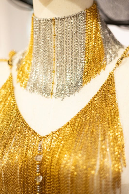 The Liquid Gold Fringe Choker Necklace