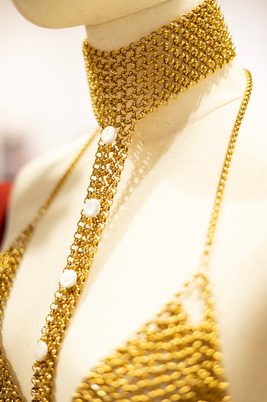 Coin Pearl Chainmail Body Chain