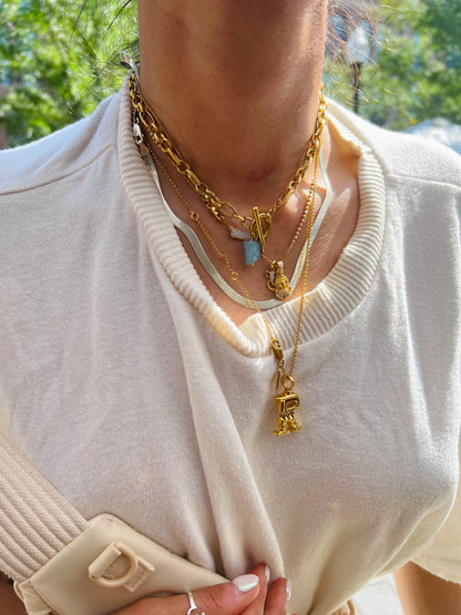 Aqua Lock Toggle Necklace